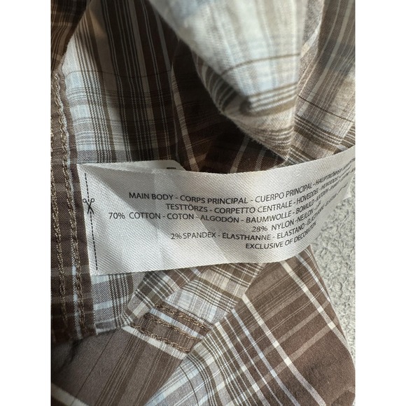 Ariat Rebar Shirt Mens XLT Brown Plaid Short Sleeve Stretch Button Up Work - Picture 5 of 11